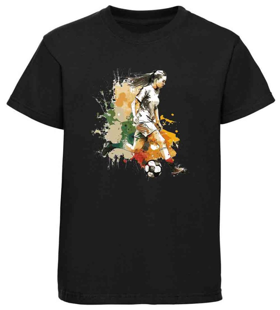 Kids Soccer T-Shirt Playing Footballer in Oil Paints
